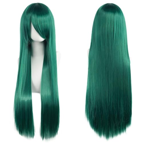 Haar Extensions Zopf Haarteil 32" 80cm Long Straight Natural Hair Cosplay Wigs with Bangs Heat Resistant Synthetic Colorful Halloween Cosplay Anime Costume Party Daily Use Wigs for Women, Light Gold(D von FVCTGHZ