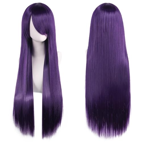 Haar Extensions Zopf Haarteil 32" 80cm Long Straight Natural Hair Cosplay Wigs with Bangs Heat Resistant Synthetic Colorful Halloween Cosplay Anime Costume Party Daily Use Wigs for Women, Light Gold(D von FVCTGHZ