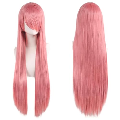 Haar Extensions Zopf Haarteil 32" 80cm Long Straight Natural Hair Cosplay Wigs with Bangs Heat Resistant Synthetic Colorful Halloween Cosplay Anime Costume Party Daily Use Wigs for Women, Light Gold(P von FVCTGHZ