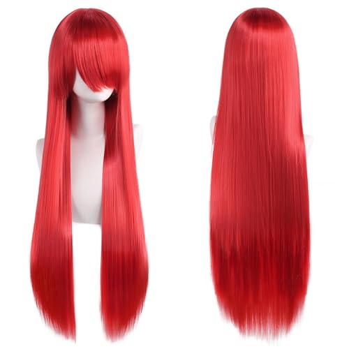 Haar Extensions Zopf Haarteil 32" 80cm Long Straight Natural Hair Cosplay Wigs with Bangs Heat Resistant Synthetic Colorful Halloween Cosplay Anime Costume Party Daily Use Wigs for Women, Light Gold(R von FVCTGHZ