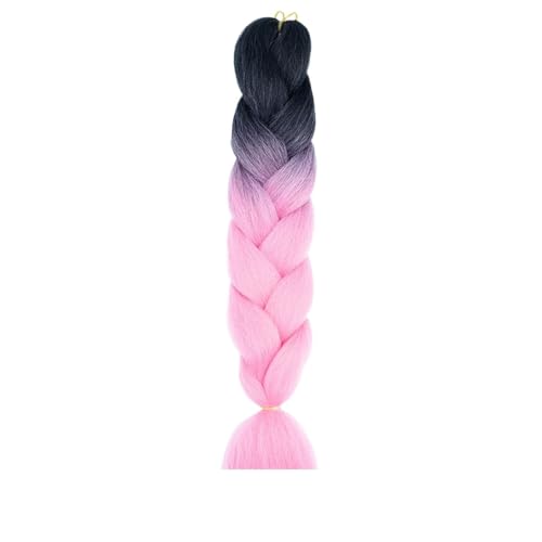 Haar Extensions Zopf Haarteil DIY Jumbo Braids Haarverlängerung 24"100g Synthetische vorgedehnte Box Braids Grau Weiß Schwarz Braun for Kinder Frauen(D) von FVCTGHZ