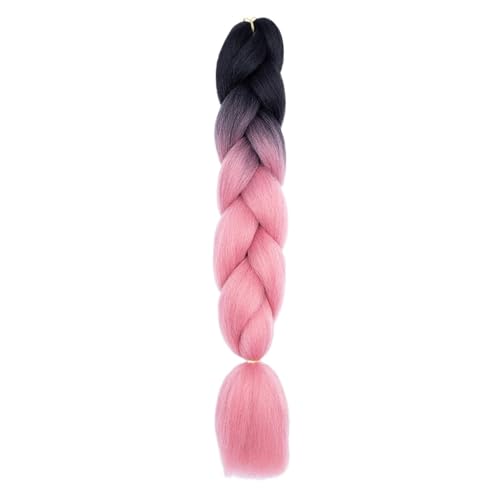 Haar Extensions Zopf Haarteil DIY Jumbo Braids Haarverlängerung 24"100g Synthetische vorgedehnte Box Braids Grau Weiß Schwarz Braun for Kinder Frauen(F) von FVCTGHZ