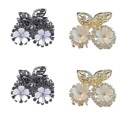 Haarklammern mit Orchideen-Schmetterling for Damen, 4 Stück Blumen-Haarspange, Haarspange mit Schmetterlings-Orchideen-Kristall aus Metall, exquisites schwarzes Blumen-Haar-Accessoire, süße Haarspange von FVCTGHZ