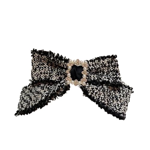 Haarnadeln mit Stoffschleife und Quaste, Perlen-Kristall-Haarspangen for Frauen, handgefertigt, weiblicher Luxusschmuck, Kopfbedeckung, Haar-Accessoires(BLACK) von FVCTGHZ