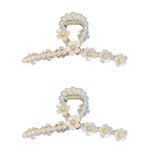 Haarspange mit Perlenblume for Damen, Haarspange mit Blumenimitatperle for Damen, Haarspange mit Blumen, zarte Haaraccessoires mit Perlenimitat for Damen, süße weiße Haarspangen von FVCTGHZ