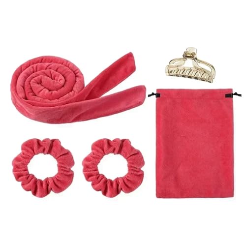 Hitzefreies Lockenstab-Stirnband Keine Hitze Haarlockenwickler Frauen Lazy Rollers Seidenlocken Schlafen Weich(Red) von FVCTGHZ