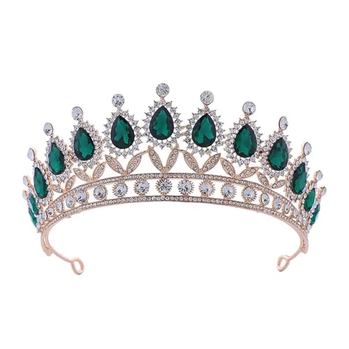 Kristall Hochzeit Diadem Strass Barock Party Krone Prinzessin for Frauen Braut Haar Zubehör(Green) von FVCTGHZ