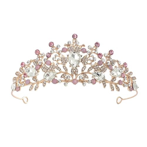 Kristall-Hochzeits-Tiara for Frauen, königliche Königin-Krone, Strass-Prinzessinnen-Haarschmuck for Festzug, Abschlussball, Rosa von FVCTGHZ