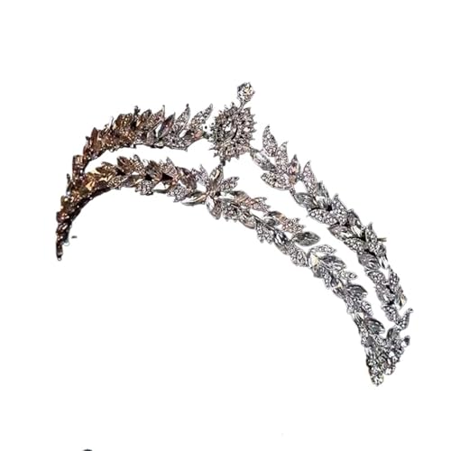 Luxus Kristall Blatt Braut Krone Kopfbedeckung Strass Pageant Prom Diadem Braut Stirnbänder Hochzeit Haar Zubehör von FVCTGHZ