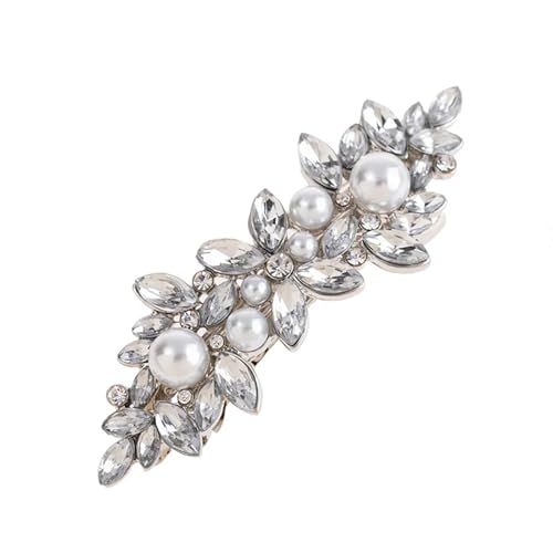 Luxus Strass Haarnadeln Weedding Perle Patch Kristalle Haar Clip Haar Zubehör for Frauen Braut Kopfbedeckungen Haar Styling Werkzeuge(Silver) von FVCTGHZ
