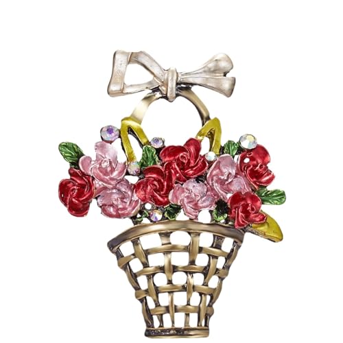 Mode Strass Brosche Strass Blumenkorb Broschen Vintage Bunte Emaille Blumenstrauß Anstecknadeln for Frauen Mode Abzeichen Schmuck Mantel Corsage(Style1) von FVCTGHZ