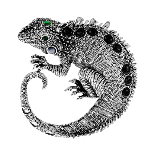 Mode Strass Brosche Vintage Metall Große Eidechse Opal Pins for Frauen Niedlichen Tier Broschen Schmuck Gute Mantel Zubehör(Black 1PC) von FVCTGHZ