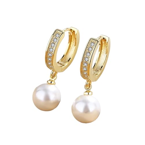 Perlenohrringe Perlenohrringe Echte natürliche Süßwasserperle 925 Sterling Silber Ohrringe Perlenschmuck for Wamen Hochzeit(Gold) von FVCTGHZ