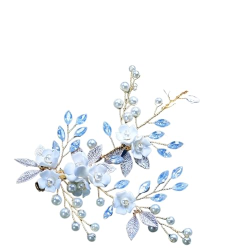 Porzellan Blume Braut Kamm Perle Hochzeit Haar Ornament Braut Kristall Hochzeit Braut & Brautjungfer Strass Haar Orname von FVCTGHZ
