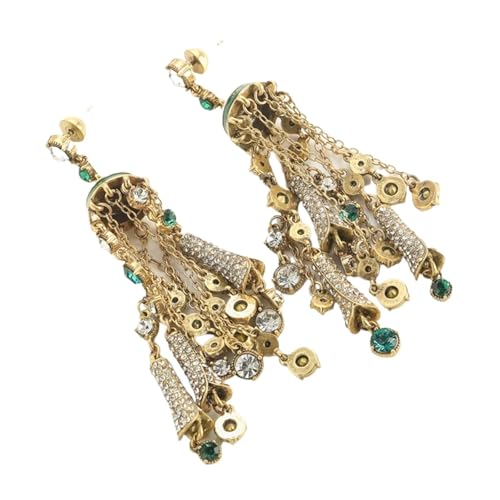 Quaste Blume Tropfen Große Ohrringe for Frau Übertrieben Große Aussage Strass Schmuck Grün von FVCTGHZ