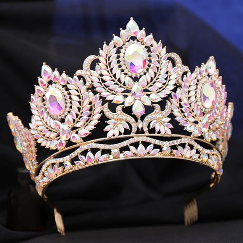 Queen Tiara Krone Dainty Queen Crown for Women, Crystal Princess Crown with Comb for Women, Bride Royal Headband Wedding Prom Pageant Party Halloween Cosplay(Full AB diamond) von FVCTGHZ