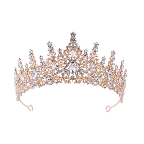 Queen Tiara Krone Dainty Queen Crown for Women, Crystal Princess Crown with Comb for Women, Bride Royal Headband Wedding Prom Pageant Party Halloween Cosplay(Golden White Diamond) von FVCTGHZ
