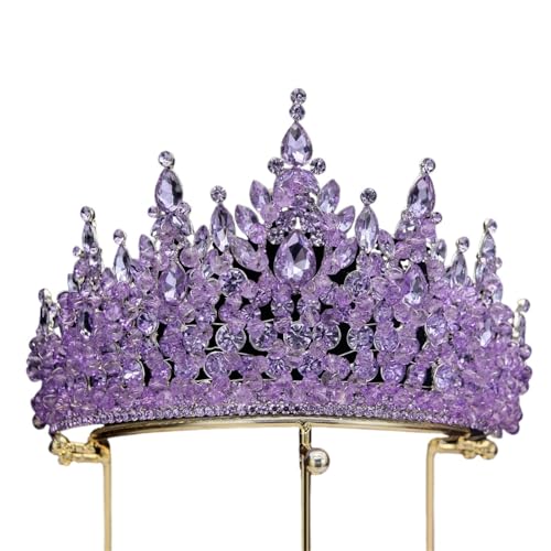 Queen Tiara Krone Dainty Queen Crown for Women, Crystal Princess Crown with Comb for Women, Bride Royal Headband Wedding Prom Pageant Party Halloween Cosplay(Purple) von FVCTGHZ