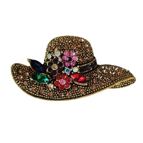 Retro Legierung Strass Sonnenhut for Frauen Vintage Blume Hut Brosche Kleidung Zubehör Dame Urlaub von FVCTGHZ