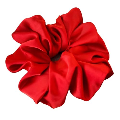 Retro Satin Rot Farbe Haarband Stirnband Frauen Temperament Haar Seil Krawatte Pferdeschwanz Gummiband Dame Mode Haar Zubehör(Diameter about 15cm) von FVCTGHZ