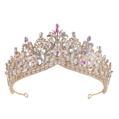 Rosa Kristallperlen Krone Kopfbedeckung for Frauen Mädchen Hochzeit Party Prinzessin Braut Königin Haarschmuck(Gold AB) von FVCTGHZ