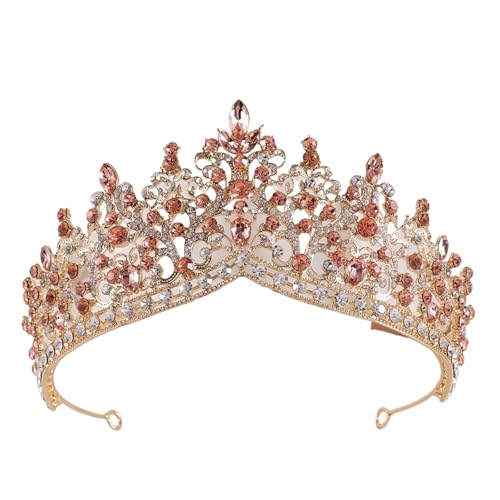 Rosa Kristallperlen Krone Kopfbedeckung for Frauen Mädchen Hochzeit Party Prinzessin Braut Königin Haarschmuck(Honey peach) von FVCTGHZ