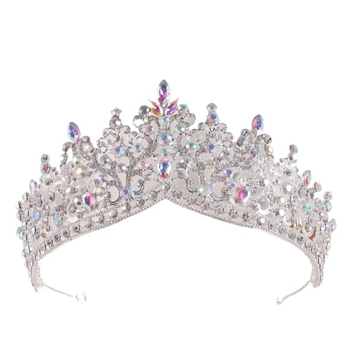 Rosa Kristallperlen Krone Kopfbedeckung for Frauen Mädchen Hochzeit Party Prinzessin Braut Königin Haarschmuck(Silver AB) von FVCTGHZ