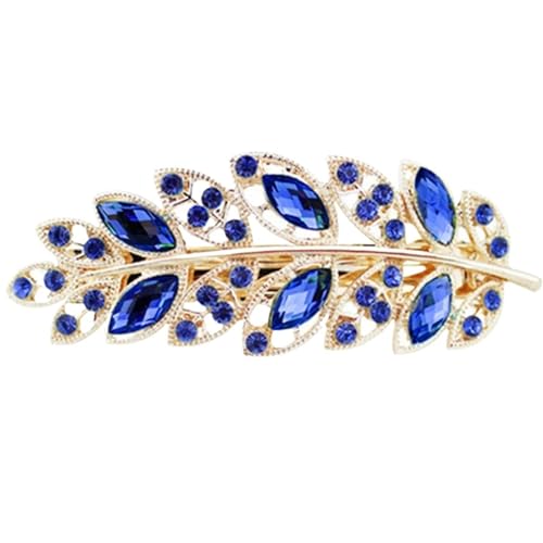 Schönheit Frauen Mode Haar Clip Kreative Blatt Kristall Legierung Strass Haarspange Haarnadel Stirnband Haar Zubehör(Blue) von FVCTGHZ