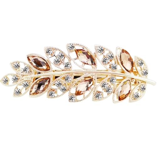 Schönheit Frauen Mode Haar Clip Kreative Blatt Kristall Legierung Strass Haarspange Haarnadel Stirnband Haar Zubehör(Gold) von FVCTGHZ