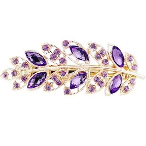 Schönheit Frauen Mode Haar Clip Kreative Blatt Kristall Legierung Strass Haarspange Haarnadel Stirnband Haar Zubehör(Purple) von FVCTGHZ