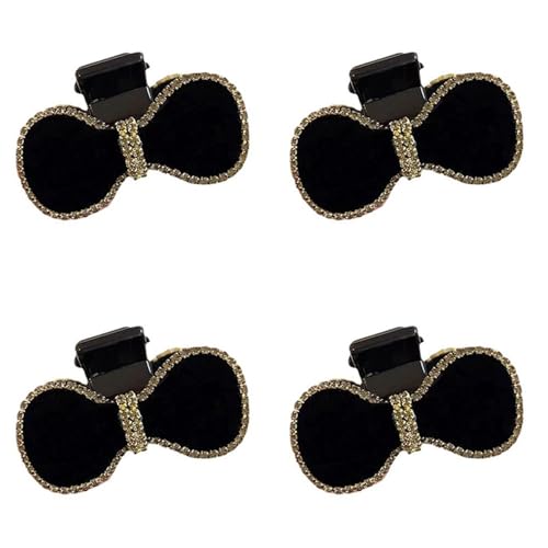 Schwarze Haarspange mit Strass-Schleife for Damen, exquisite schwarze Haarspange mit Strass-Schleife, schwarze Haarspange mit Schleife, exquisite und süße Haar-Accessoires for Mädchen, Durchmesser 4,2 von FVCTGHZ
