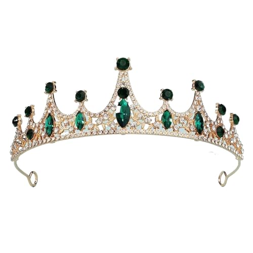 Schwarzer großer Strass-Kristall-Strass-Party-Hochzeits-Haarschmuck-Zubehör Geburtstag Halloween-Krone for Frauen(Green) von FVCTGHZ