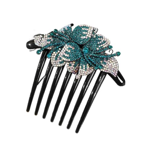 Strass Haarkamm Blume Braut Kristall Haarspange Haarschmuck Handgefertigter Modeschmuck Hochzeit Elegantes Haar-Accessoire(Color1) von FVCTGHZ