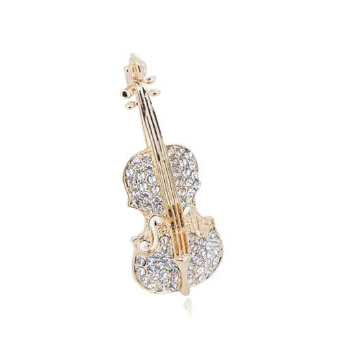 Strass Violine Cello Broschen Kristall Musikinstrumente Brosche Pins for Frauen Kleidung Rucksack(Gold color 1PC) von FVCTGHZ