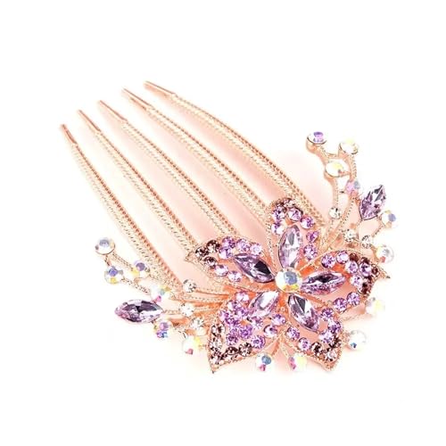 Vintage Blume Kristall Haarspangen Mode Strass Haar Kämme Kunststoff Glänzende Haarnadeln for Frauen Haar Zubehör Geschenk(Purple) von FVCTGHZ