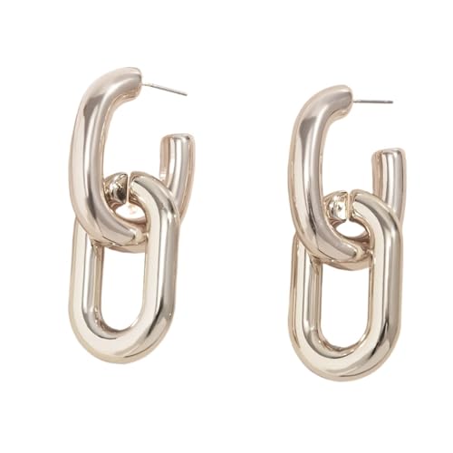 Vintage geometrische U-förmige Glieder-Creolen for trendige Punk-Metall-Piercing-Ohrringe mit rundem Kreis(Silver) von FVCTGHZ