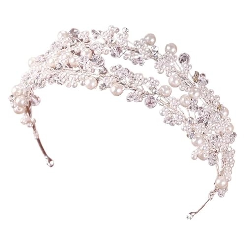 Weiße Perle Braut Haarbänder Hochzeit Krone Stirnband for Braut Haar Schmuck Perle Hochzeit Haar Zubehör Kopfbedeckungen von FVCTGHZ