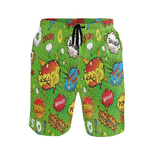 FVFV Comic-Explosion Sprechblasen Herren Badeshorts Badehose Männer Boardshorts mit Mesh-Futter für Sporthose Schwimmhose von FVFV