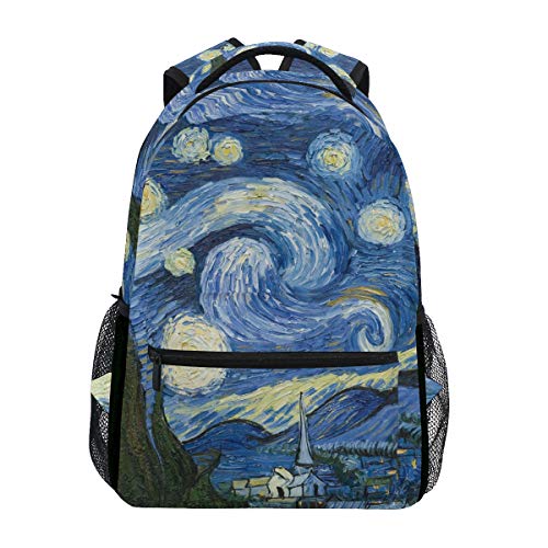 Van Gogh Sternnachtfarbe Rucksack Schulter Bookbag Kinderrucksack Teen Jungen Mädchen Büchertasche Laptop Rucksäcke von FVFV