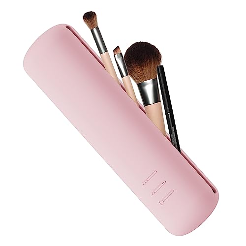 FVION Make Up Pinsel Halter, Silikon Kosmetiktasch, Portable Reise Make Up Pinsel Tasche, Makeup Pinsel Organizer (Rosa) von FVION