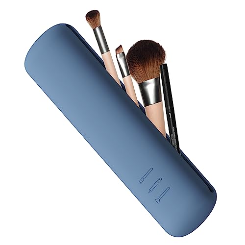 FVION Reise-Make-Up-Pinselhalter, Kosmetik Organizer aus Silikon, Portable Reise Make Up Pinsel Tasche, Travel Makeup Brush Holder (Blau) von FVION