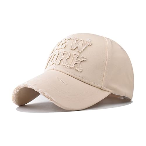 FVKTHNVS Dad Cap Unisex Herren Baseball Cap 5-Panel Design Baumwolle Cap New York Stickerei, beige, 58 von FVKTHNVS