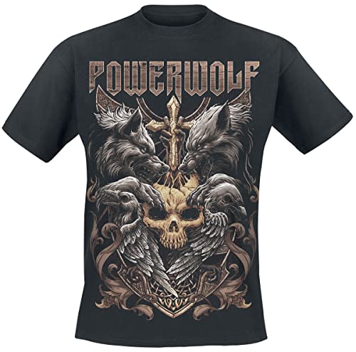 Powerwolf Wolves & Ravens Männer T-Shirt schwarz XXL 100% Baumwolle Band-Merch, Bands von Powerwolf