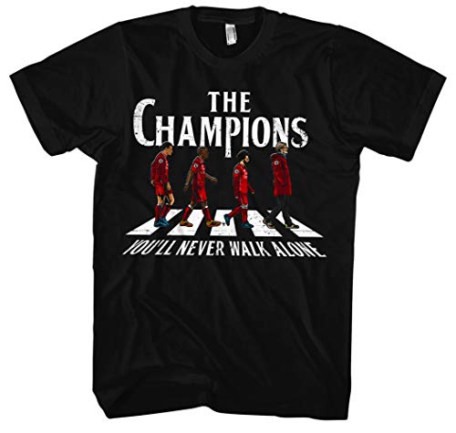 The Champions Männer und Herren T-Shirt | Liverpool Fussball Ultras England Salah Never Give Up (L) von Uglyshirt87