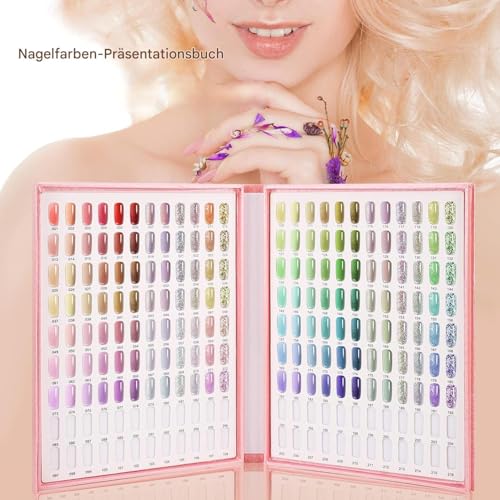 FVPKYUR Nagelbuch Display,Farbkatalog Präsentation | Mit 216 Farben Tragbare Tafel Für Nagelstudio Praxis Lagerung Frauen Mädchen Stylingstationen von FVPKYUR