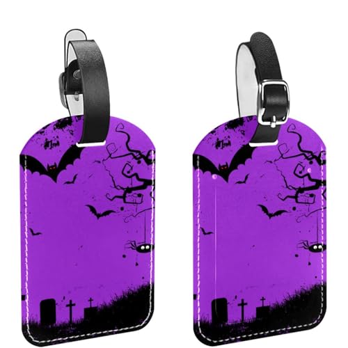 FVQL Gepäckanhänger für Damen und Herren, Reisetaschen-Etikett, Halloween-Muster, 2 Stück, Bunt, 4780, 2.8x4.5in/7.1x11.4cm von FVQL