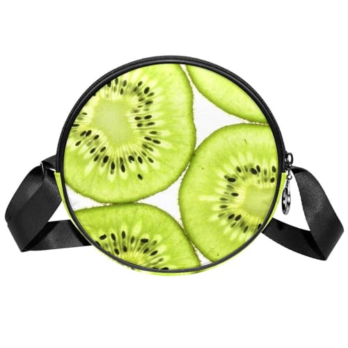 FVQL Kleine Umhängetasche für Damen, runde Umhängetasche, Handtasche, Kiwi-Fruchtmuster von FVQL