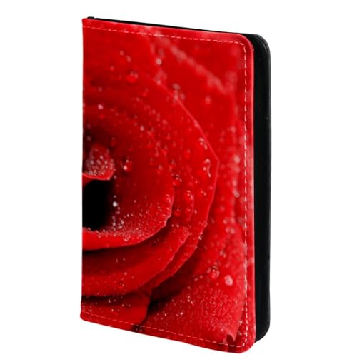 FVQL Reisepasshülle, 10,2 x 14,9 cm, Reisezubehör für Damen, Herren, rote Rose, Makro, Mehrfarbig 5228, 10x14cm/4x5.5 in von FVQL