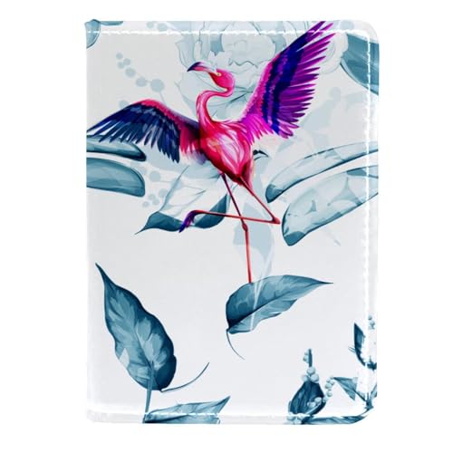 FVQL Reisepasshülle Kartenetui Reisezubehör für Damen Herren Flamingo und Blatt, Farbe: 1889, 11.5x16.5cm/4.5x6.5 in von FVQL