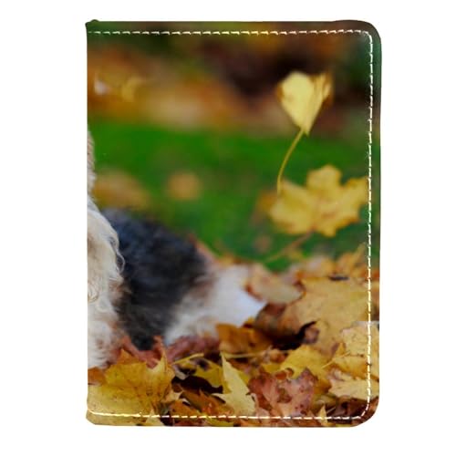 FVQL Reisepasshülle Kartenetui Reisezubehör für Damen Herren Herbst Blatt Tier Hund, Color3474, 11.5x16.5cm/4.5x6.5 in von FVQL